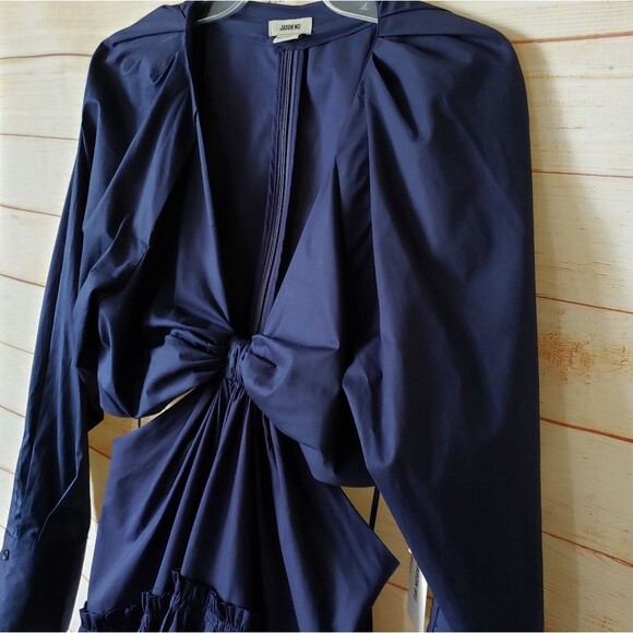 Jason Wu Cutout Cotton/Spandex Poplin Long Sleeve Mini Dress - Picture 7 of 16